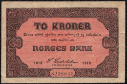 Norway 2 Kroner 1918 VF Banknote - Norvegia