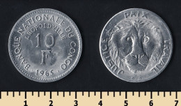 Congo 10 Francs 1965 - Congo (Democratic Republic 1998)