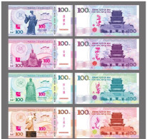 China Test Commemorative Banknote,Anti-counterfeiting Fluorescence Testing Of The Four Ancient Celebrities,4 Pcs - China