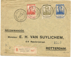 BELGIQUE - COB 123/125 SIMPLE CERCLE BILINGUE BAARLE-HERTOG SUR LETTRE RECOMMANDEE POUR ROTTERDAM, 1915 - 1912 Pellens