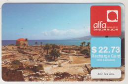 LEBANON - Jbeil Sea View , Alfa Recharge Card 22.73$, Exp.date 10/10/13, Used - Líbano