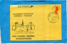 Entier Postal-Enveloppe Jaune Marianne De Gandon Sans Valeur IndiquéeN°2454A Repiq Cachet XXIX° Congrés Régional Recherc - Enveloppes Repiquages (avant 1995)