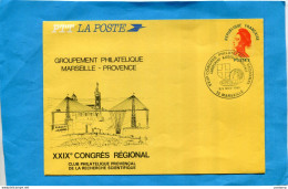 Entier Postal-Enveloppe Jaune Marianne De Gandon Sans Valeur IndiquéeN°2454A Repiq Cachet XXIX° Congrés Régional Recherc - Umschläge Mit Aufdruck (vor 1995)