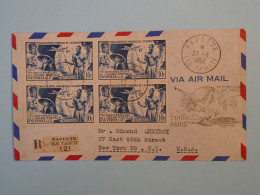 BT16 ETAB. OCEANIE  BELLE LETTRE  RARE 1950 BY AIR MAIL  PAPEETE  A NEW YORK  USA +BLOC DE 4 PA29+AFFR SPECTACULAIRE +++ - Cartas & Documentos