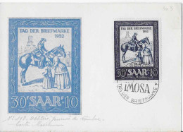 SAAR CARTE MAXIMUM TAG DER BRIEFMARKE 1952 - Cartes-maximum