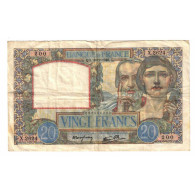 France, 20 Francs, Science Et Travail, 1940, X.2624, TB+, Fayette:12.11, KM:92b - 20 F 1939-1942 ''Science Et Travail''
