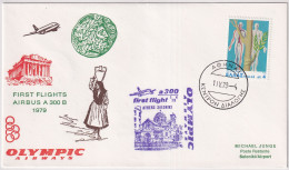 Olympic Airways First Flight Airbus A 300B 1979 - Von ATHEN Nach THESSALONIKI  - Storia Postale