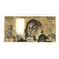 France, 500 Francs, Pascal, 1973, K.40, TB+, Fayette:71.10, KM:156b - 500 F 1968-1993 ''Pascal''