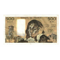 France, 500 Francs, Pascal, 1973, M.33, TTB+, Fayette:71.10, KM:156b - 500 F 1968-1993 ''Pascal''