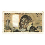 France, 500 Francs, Pascal, 1973, M.37, TB, Fayette:71.10, KM:156b - 500 F 1968-1993 ''Pascal''