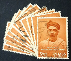 INDIA 1956 Lokmanya Tilak Lot Of 10 Used - Used Stamps