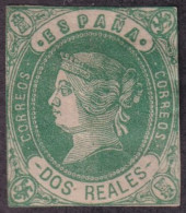 Z16 ESPAÑA SPAIN 2 Rs ISABEL II UNUSED NO GUM Ed.62.  - Unused Stamps