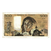 France, 500 Francs, Pascal, 1973, K.34, TTB, Fayette:71.10, KM:156b - 500 F 1968-1993 ''Pascal''