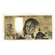 France, 500 Francs, Pascal, 1973, W.33, TTB, Fayette:71.10, KM:156b - 500 F 1968-1993 ''Pascal''