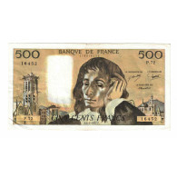 France, 500 Francs, Pascal, 1977, P.72, TTB, Fayette:71.16, KM:156d - 500 F 1968-1993 ''Pascal''