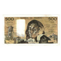 France, 500 Francs, Pascal, 1973, C.37, TTB+, Fayette:71.10, KM:156b - 500 F 1968-1993 ''Pascal''