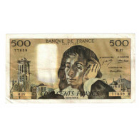 France, 500 Francs, Pascal, 1973, R.37, TTB, Fayette:71.10, KM:156b - 500 F 1968-1993 ''Pascal''