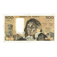 France, 500 Francs, Pascal, 1977, N.75, TTB+, Fayette:71.17, KM:156d - 500 F 1968-1993 ''Pascal''