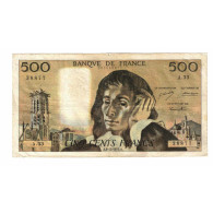 France, 500 Francs, Pascal, 1973, A.33, TB, Fayette:71.10, KM:156b - 500 F 1968-1993 ''Pascal''