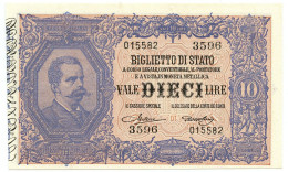 10 LIRE BIGLIETTO DI STATO EFFIGE UMBERTO I 19/05/1923 FDS-/FDS - Andere