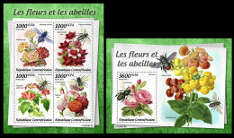 Central Africa  2022 Flowers And Bees. (814) OFFICIAL ISSUE - Abeilles