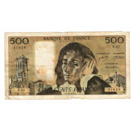 France, 500 Francs, Pascal, 1974, B.43, B+, Fayette:71.11, KM:156b - 500 F 1968-1993 ''Pascal''