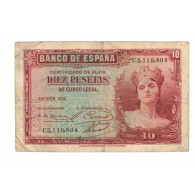 Billet, Espagne, 10 Pesetas, 1935, KM:86a, TB - 10 Peseten