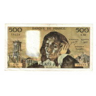 France, 500 Francs, Pascal, 1975, K.50, TB+, Fayette:71.13, KM:156c - 500 F 1968-1993 ''Pascal''