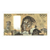France, 500 Francs, Pascal, 1977, Y.72, TTB, Fayette:71.16, KM:156d - 500 F 1968-1993 ''Pascal''