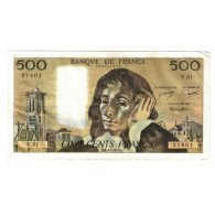 France, 500 Francs, Pascal, 1975, U.51, TTB, Fayette:71.13, KM:156c - 500 F 1968-1993 ''Pascal''
