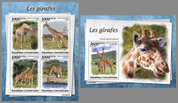 CENTRAL AFRICAN 2022 MNH Giraffes Giraffen Girafes M/S+S/S - OFFICIAL ISSUE - DHQ2323 - Girafes