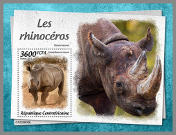 CENTRAL AFRICAN 2022 MNH Rhinos Nashörner Rhinoceros S/S - OFFICIAL ISSUE - DHQ2323 - Rhinoceros