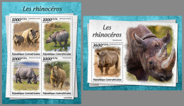 CENTRAL AFRICAN 2022 MNH Rhinos Nashörner Rhinoceros M/S+S/S - OFFICIAL ISSUE - DHQ2323 - Rhinoceros