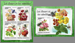 CENTRAL AFRICAN 2022 MNH Bees + Flowers Bienen + Blumen Abeilles + Fleurs M/S+S/S - OFFICIAL ISSUE - DHQ2323 - Abeilles