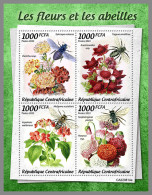 CENTRAL AFRICAN 2022 MNH Bees + Flowers Bienen + Blumen Abeilles + Fleurs M/S - IMPERFORATED - DHQ2323 - Abeilles