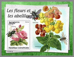 CENTRAL AFRICAN 2022 MNH Bees + Flowers Bienen + Blumen Abeilles + Fleurs S/S - IMPERFORATED - DHQ2323 - Abeilles