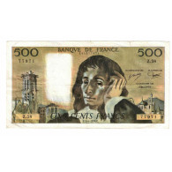 France, 500 Francs, Pascal, 1976, Z.58, TB+, Fayette:71.14, KM:156d - 500 F 1968-1993 ''Pascal''