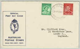 Australien / Australia 1937, FDC Ship Mail Melbourne - Leeds (England) - Covers & Documents