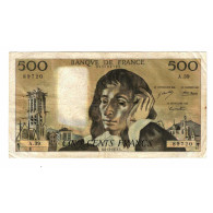 France, 500 Francs, Pascal, 1973, A.39, TB+, Fayette:71.10, KM:156b - 500 F 1968-1993 ''Pascal''