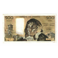 France, 500 Francs, Pascal, 1973, R.37, TB+, Fayette:71.10, KM:156b - 500 F 1968-1993 ''Pascal''