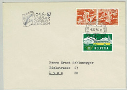 Schweiz / Helvetia 1956, Brief Automobilpostbüro Zürich Knabenschiessen - Lyss, Brücken/Ponts/Bridges,  - Shooting (Weapons)