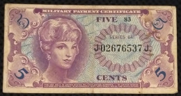 USA MPC 5 Cents Military Payment Series 641 VF Banknote Note 1964 Using In Vietnam Viet Nam - Plate # 83 - 1965-1968 - Series 641