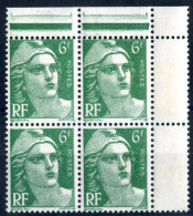 FRANCE - N°884b 6F VERT GANDON MECHES CROISEES DANS UN BLOC DE 4 SANS CHARNIERE ** - Unused Stamps