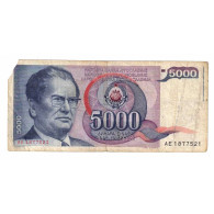 Billet, Yougoslavie, 5000 Dinara, 1985, 1985-05-01, KM:93a, AB+ - Yougoslavie