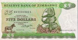 Zimbabwe 5 Dollars, P-2aR (1980) -  UNC - RARE REPLACEMENT - Zimbabwe