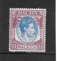 MALAYA - MALACCA 1949 $1 SG 15 UNMOUNTED MINT Cat £22 - Malacca