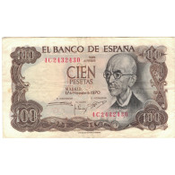 Billet, Espagne, 100 Pesetas, 1970-1971, 1970-11-17, KM:152a, TTB - [ 4] 1975-… : Juan Carlos I