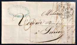 France, TAD Type 12 SOMMIERES (29) 3.9.1845 Sur Lettre 17.8.1846 - (N639) - 1801-1848: Vorläufer XIX