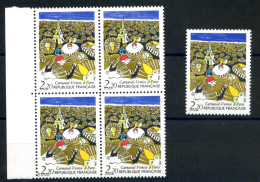 FRANCE - N°2395 2F20 CARNAVAL DE VENISE VARIETE TOUR EIFFEL JAUNE AU LIEU DE VERTE EN BLOC DE 4 SANS CHARNIERE ** - Unused Stamps