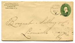 RC 25383 ETATS UNIS USA 1898 ENTIER POSTAL DE NEW YORK POUR LOUISVILLE - ...-1900